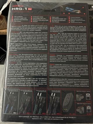 Audioquest NRG-1 Cable de Corriente 0.9m Nuevo