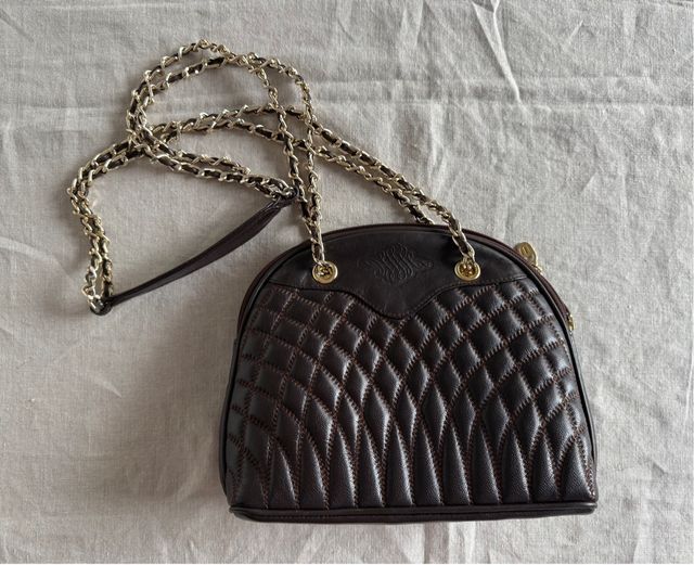 Borsa vintage in pelle marrone cioccolato