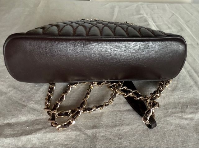 Borsa vintage in pelle marrone cioccolato