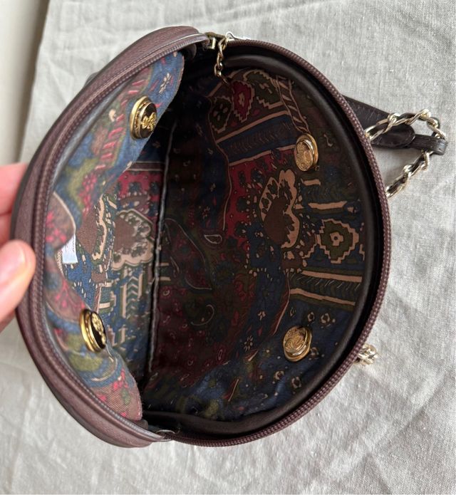 Borsa vintage in pelle marrone cioccolato