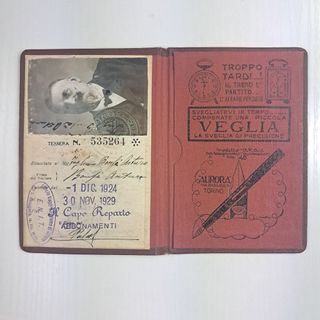 Tessera Ferroviaria Regno d'Italia 1924