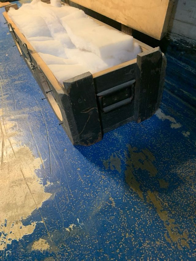 Caja de madera para altavoces de audio+petate mili