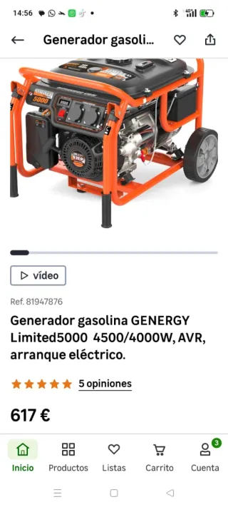 Generador gasolina GENERGY Limited5000