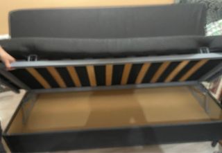 Sofá Cama con Arcón Negro y Gris