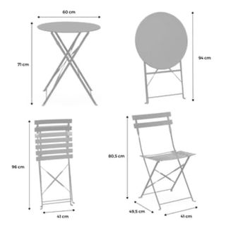 Mesa y 2 Sillas Plegables Blancas