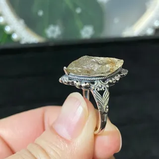 Anillo Plata Diamantes Herkimer Natural