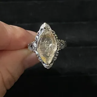 Anillo Plata Diamantes Herkimer Natural