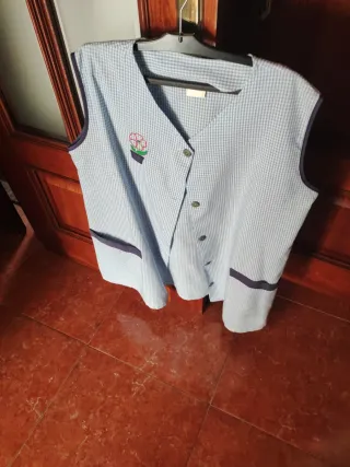 Bata de verano cuadros azul y blanco