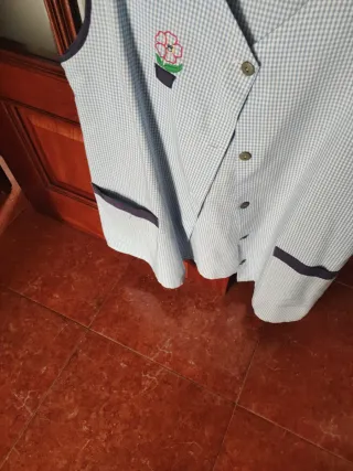 Bata de verano cuadros azul y blanco