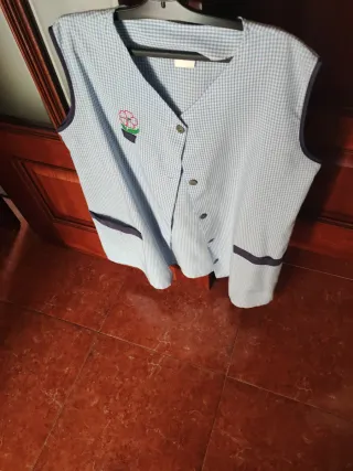 Bata de verano cuadros azul y blanco