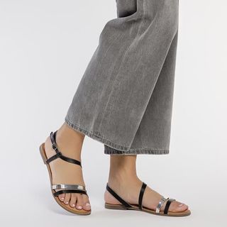 Sandalias GIOSEPPO Piel Tiras Negras/Blancas T.39