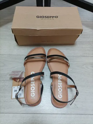 Sandalias GIOSEPPO Piel Tiras Negras/Blancas T.39