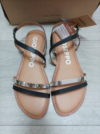 Sandalias GIOSEPPO Piel Tiras Negras/Blancas T.39