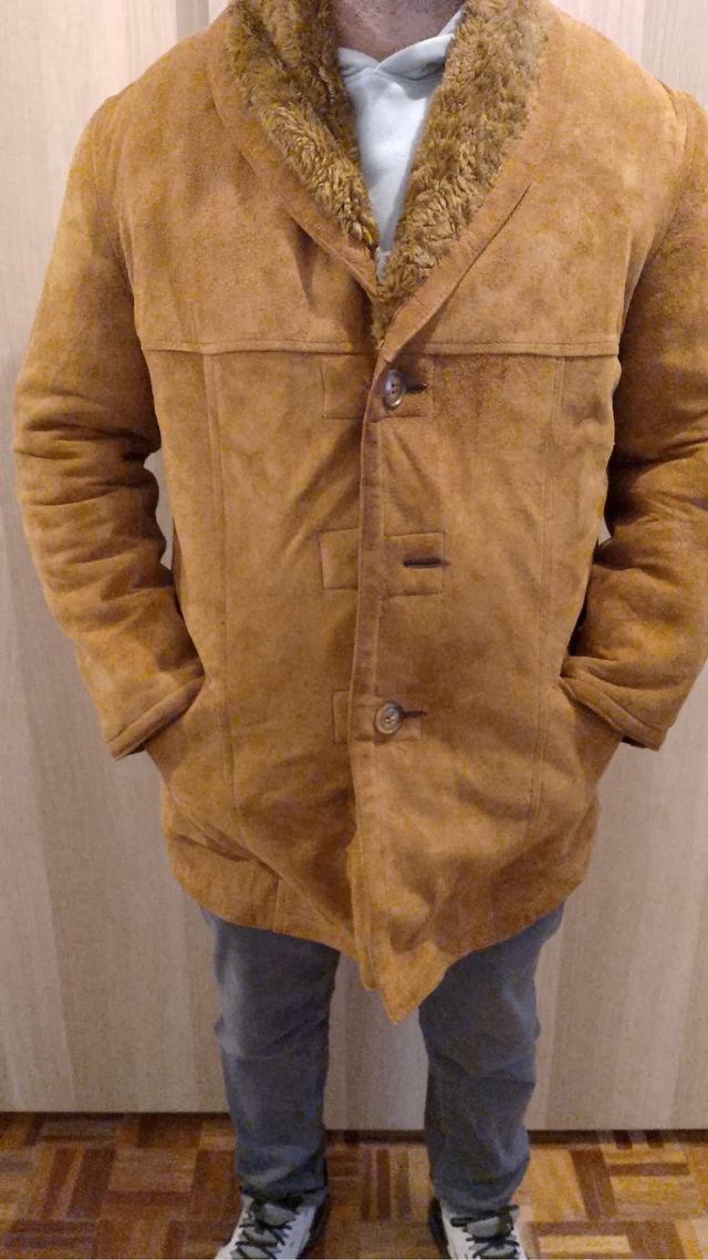 Chaqueta vintage ante con forro de borrego