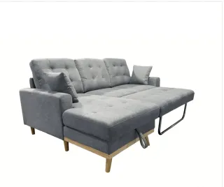 Sofá cama modular gris con almacenaje