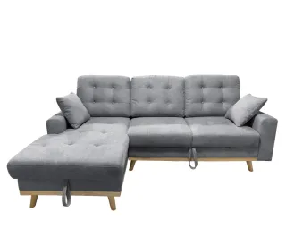 Sofá cama modular gris con almacenaje