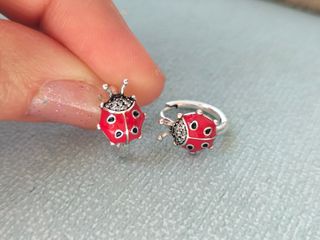 Pendientes aro mariquita plata de ley