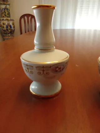 Juego tocador vintage porcelana dorada