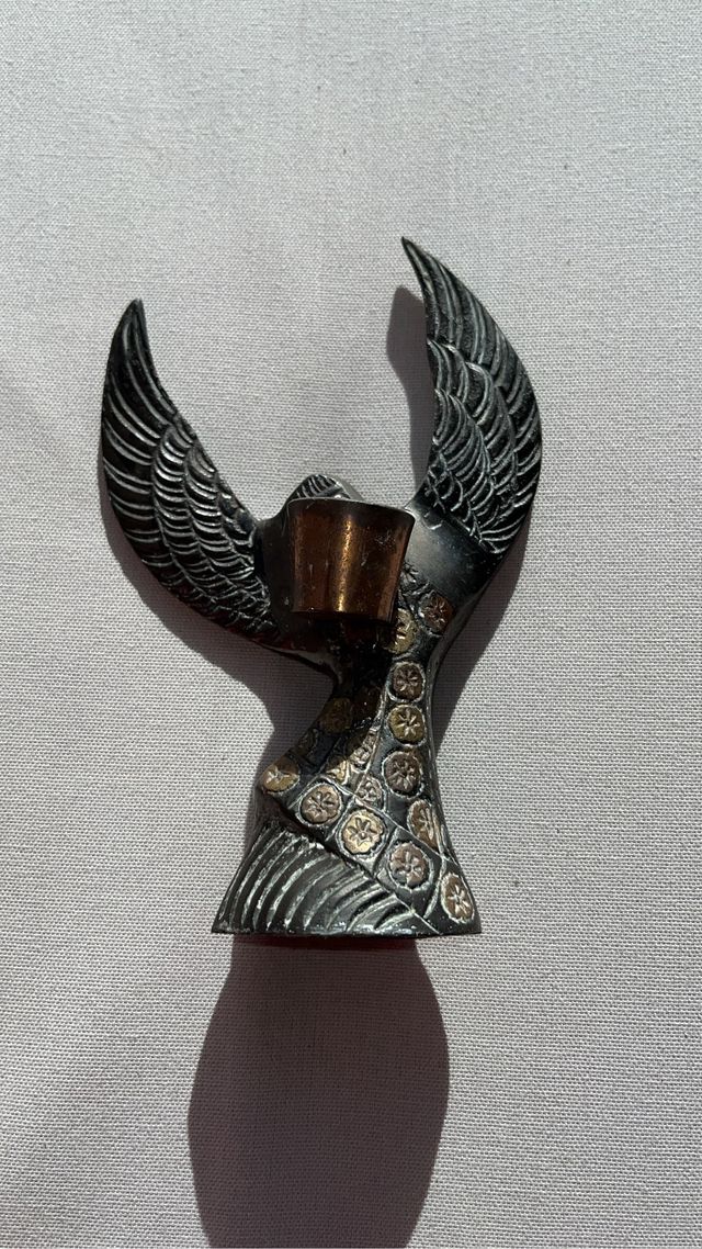 Portacandela angelo in ottone e rame massiccio vintage