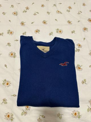 Jersey Hollister cuello pico azul marino Talla L