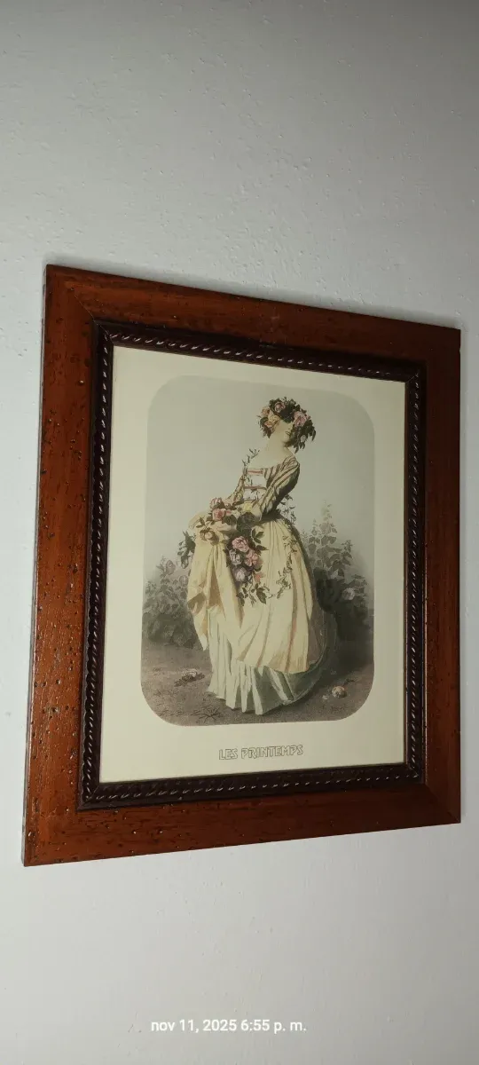 Cuadro antiguo La Primavera 37.5x32cm. Con cristal