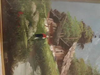 Quadro vintage anni 60-70 paesaggio montano