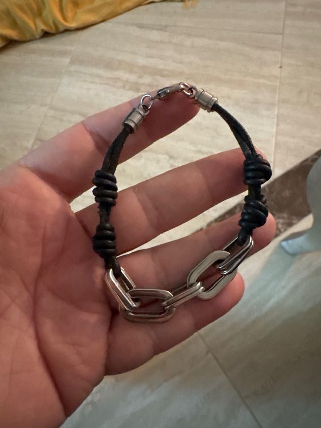 Pulsera Cuero Trenzado Calavera Acero