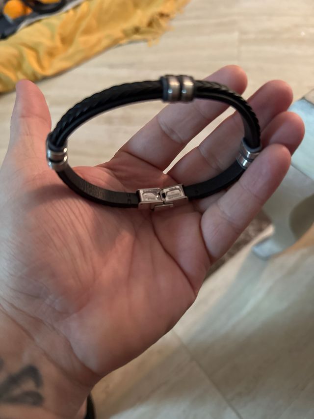 Pulsera Cuero Trenzado Calavera Acero