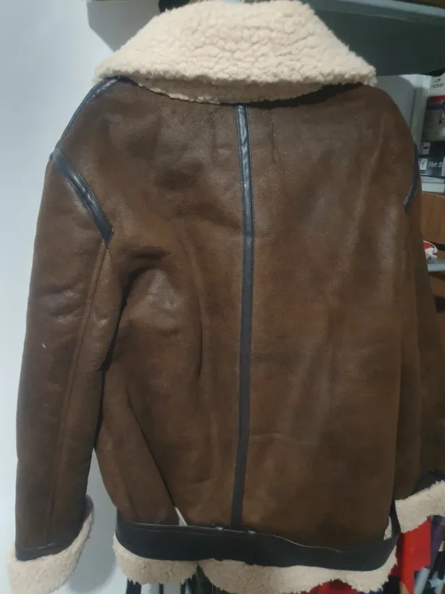 Chaqueta aviador mujer marrón y beige