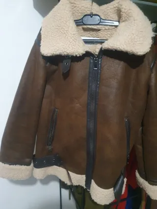 Chaqueta aviador mujer marrón y beige