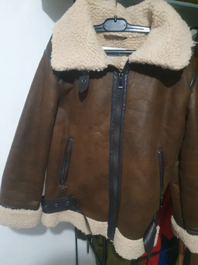 Chaqueta aviador mujer marrón y beige