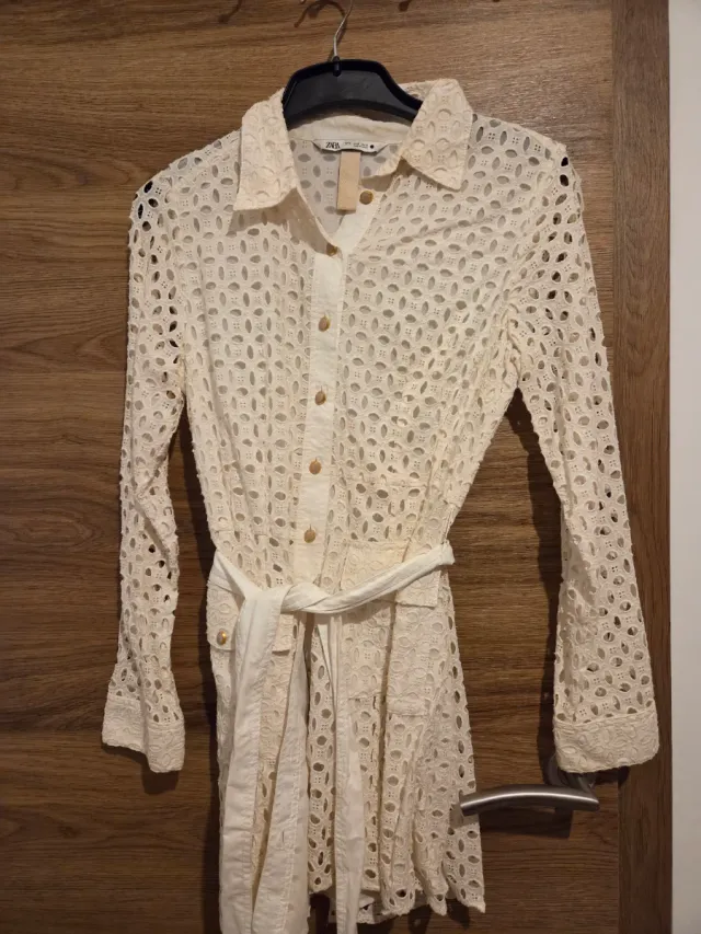 Vestido blanco Zara bordado talla S