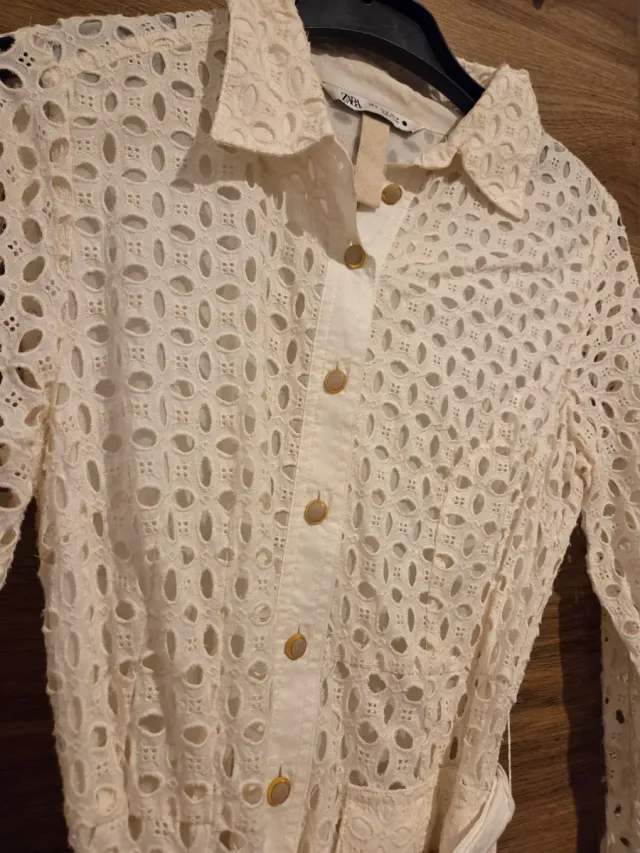 Vestido blanco Zara bordado talla S