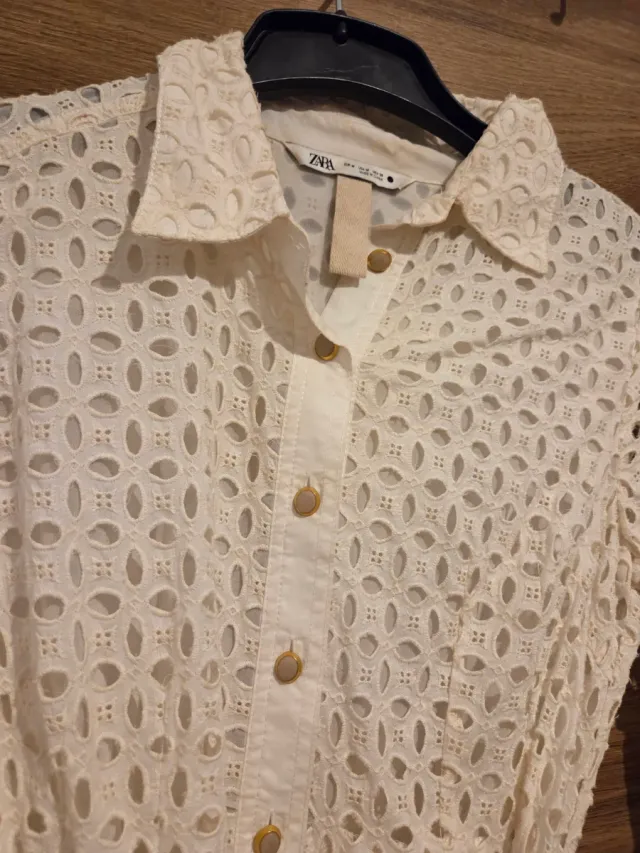 Vestido blanco Zara bordado talla S