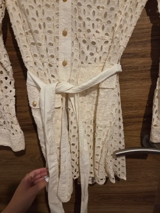 Vestido blanco Zara bordado talla S