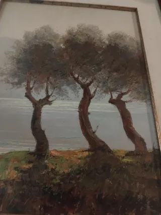 Quadro vintage alberi e lago