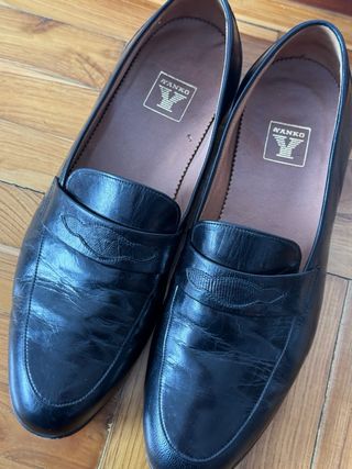 Mocasines Yanko piel negra vintage