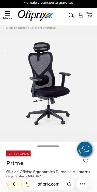 Silla de oficina ergonómica negra