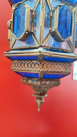 Farol árabe de cristal y metal