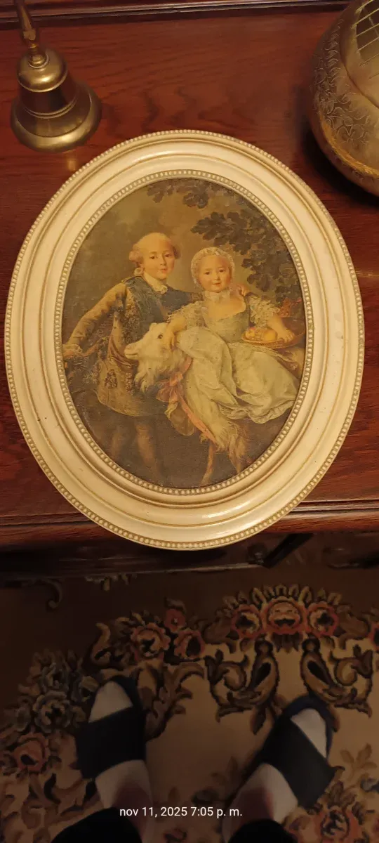 Cuadro ovalado antiguo madera 30x24cm