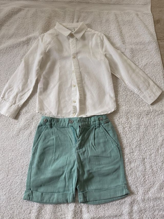 Conjunto Lino Niño T4-5 Camisa Blanca y Pantalón V