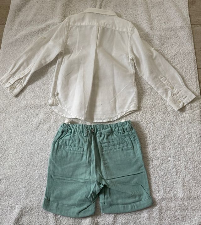Conjunto Lino Niño T4-5 Camisa Blanca y Pantalón V