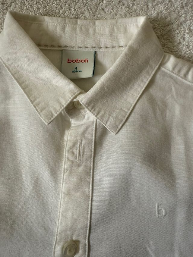 Conjunto Lino Niño T4-5 Camisa Blanca y Pantalón V