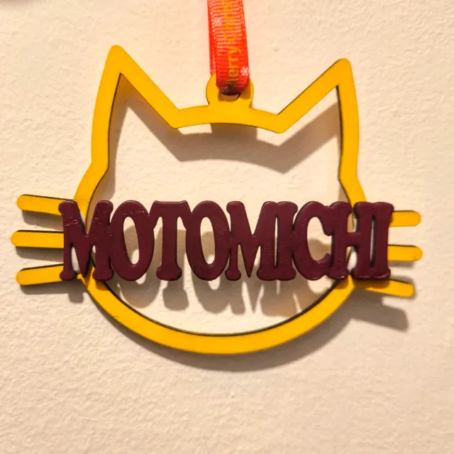 Adorno Navideño Madera Gato MOTOMICHI