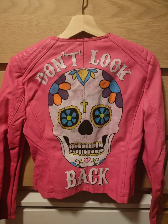Chaqueta Biker Rosa Calavera Don't Look Back