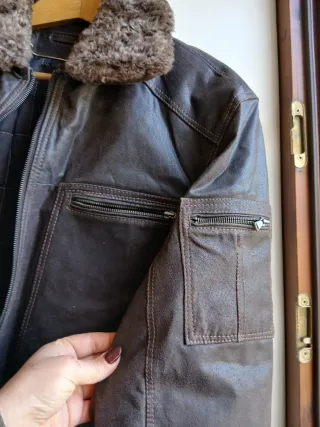 Giacca invernale in pelle marrone