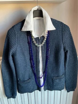 Cardigan Intimissimi blu con lurex argento
