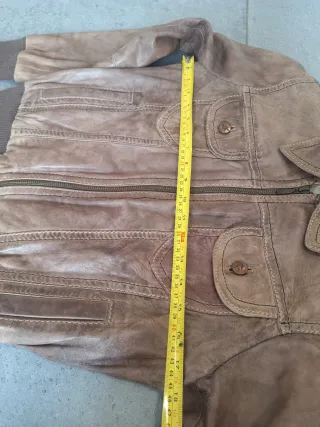 Cazadora Biker Piel Cuero Vintage Mujer Skipper M