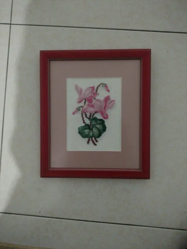 Cuadro punto de cruz flores