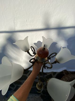 Lámpara de techo madera y cristal